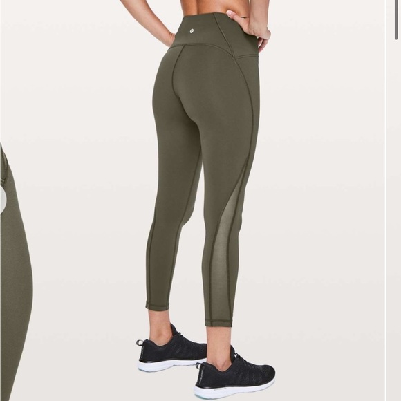 lululemon athletica Pants - Lululemon Train Times 7/8 Mesh Panel Olive Tights